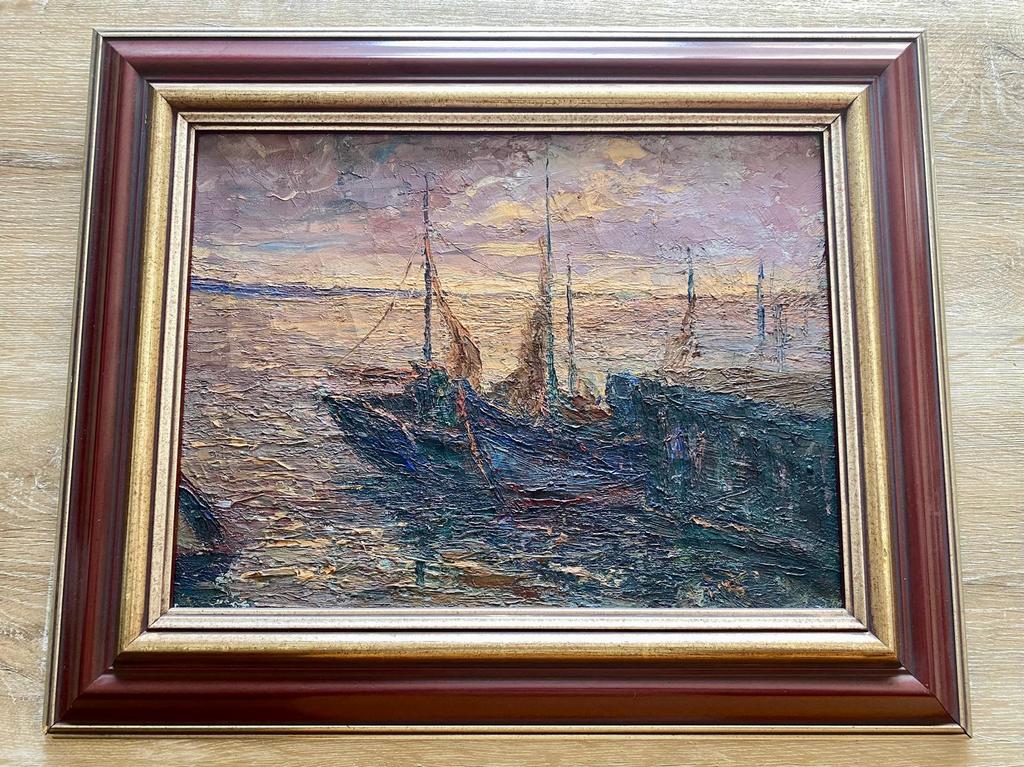 Belle peinture à l'huile avec vue sur le port, Enlèvement
