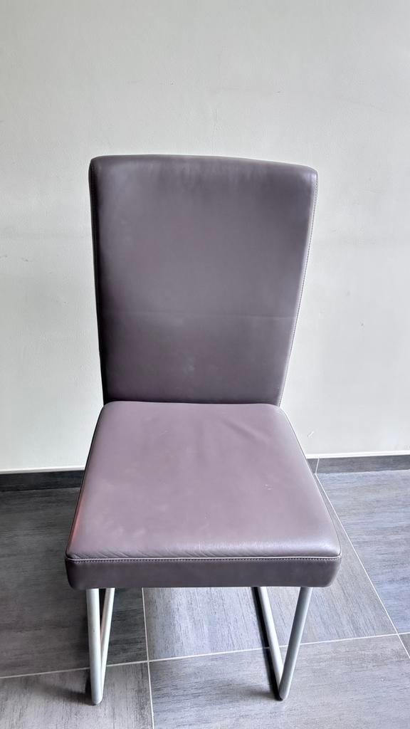 3x Rolf Benz 7400 design eetkamerstoelen – taupe leder, Huis en Inrichting, Stoelen, Ophalen, Zo goed als nieuw