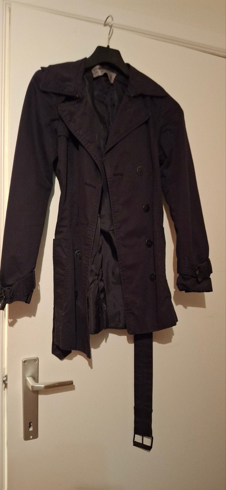veste, Enlèvement, Porté, Manteau, Noir