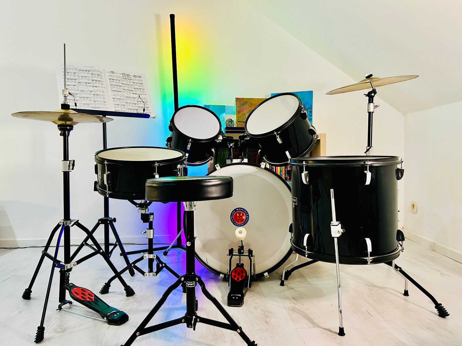 Batterie Hayman complète avec cymbales + tabouret + chevalet, Ophalen, Gebruikt, Overige merken