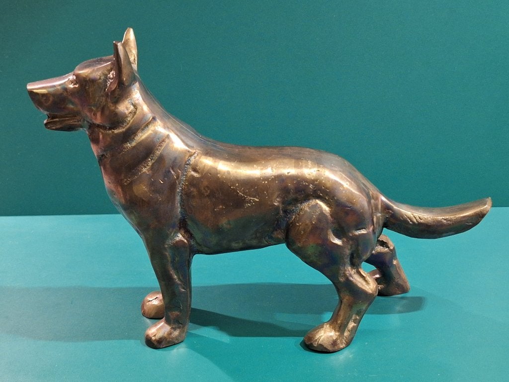 Beeld herdershond., Ophalen, Brons