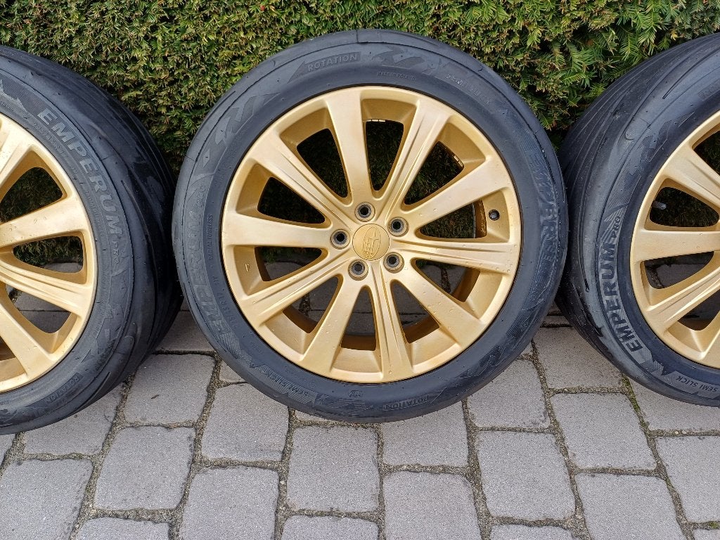 Jantes  dore 17 pouces 5 x 100 nouveaux pneus semi- Slicks, Autos : Pièces & Accessoires, Neuf, Véhicule de tourisme, Pneus été