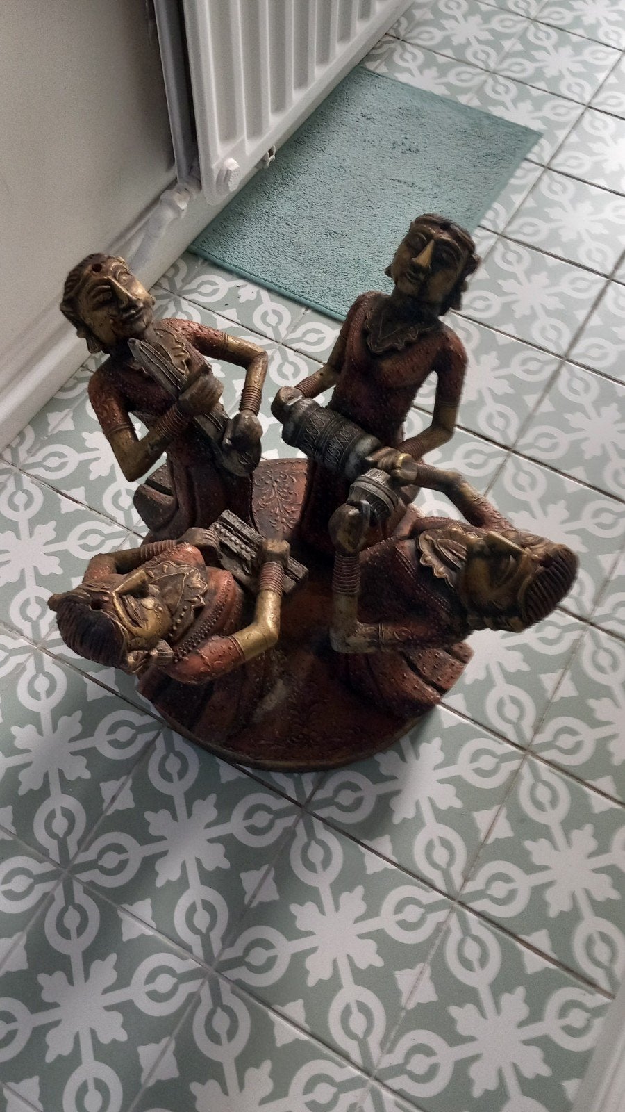 Houten standbeeld in Indiaanse stijl, Antiek en Kunst, Overige onderwerpen, Op sokkel, Beeld, Hout