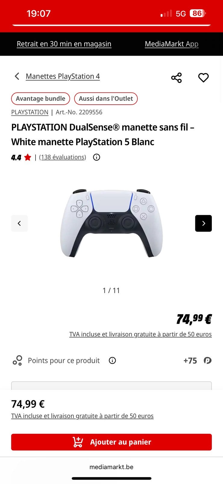 Manette ps5 blanche neuve! Sous-blister., Enlèvement, Neuf, Playstation 5