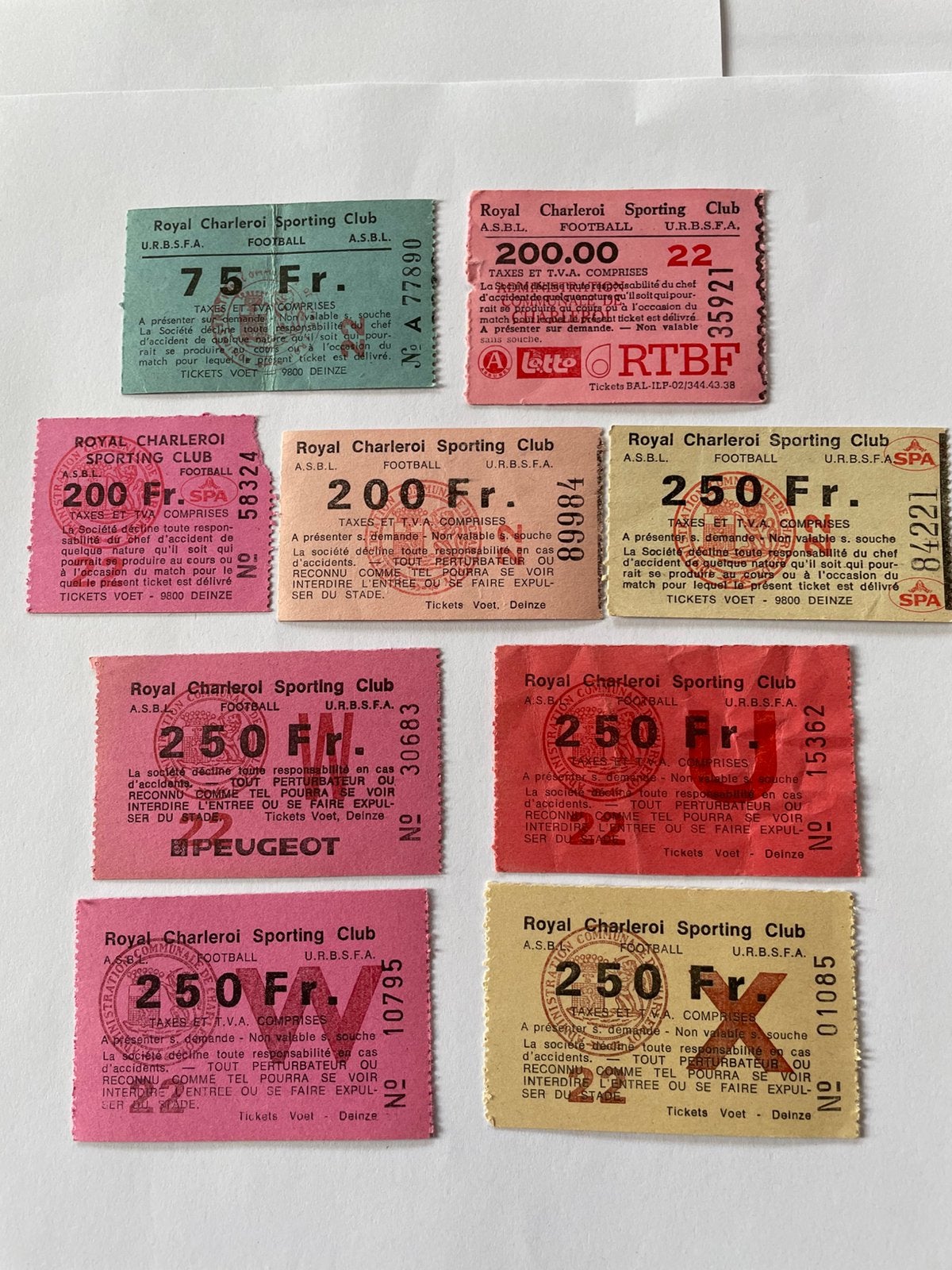 Lot tickets (19) Sporting Charleroi, Enlèvement ou Envoi, Utilisé