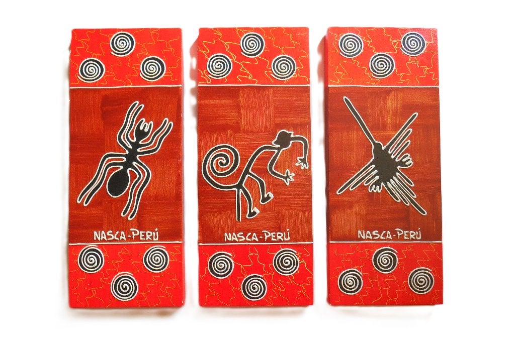 Mysterieuze Nazca dessins - Uniek reissouvenir uit Peru, Antiek en Kunst, Kunst | Designobjecten, Hout, Wanddecoratie, 50 cm, Handgemaakt