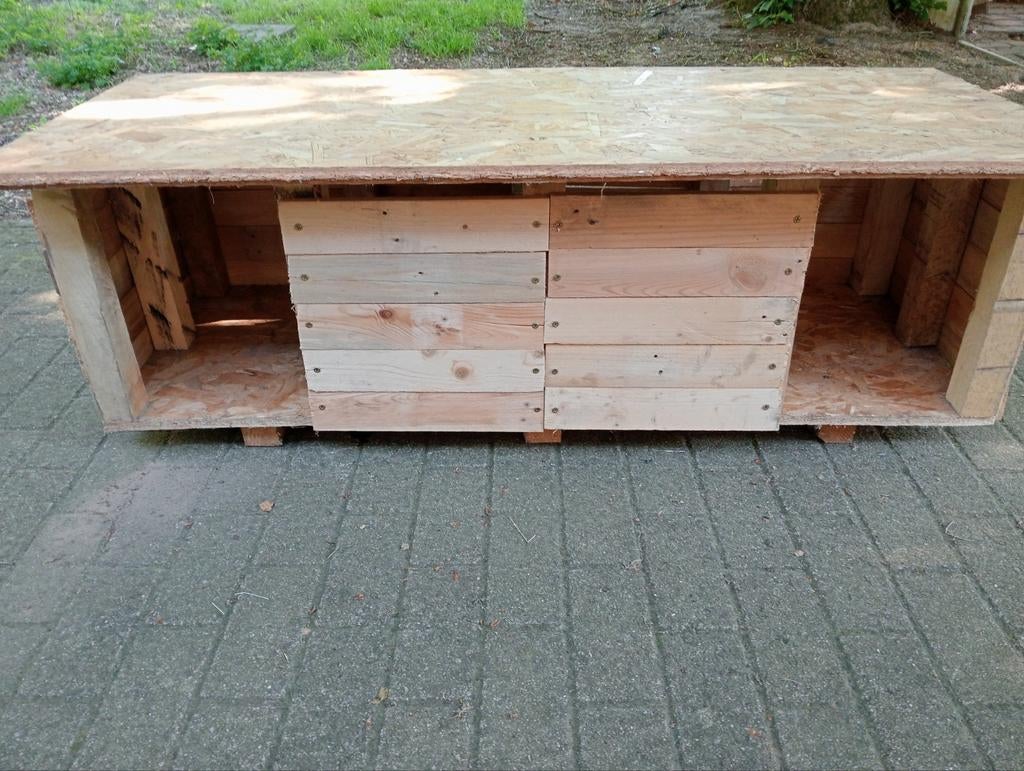 Groot handgemaakt dubbel hondenhok / hondenverblijf - nieuw, Dieren en Toebehoren, Hondenhokken, Hondenhok, Ophalen