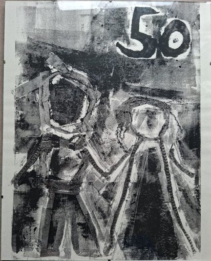 Litho M.Steppe 2017, Antiek en Kunst, Abstract, Zeefdruk, Ophalen of Verzenden, Gesigneerd