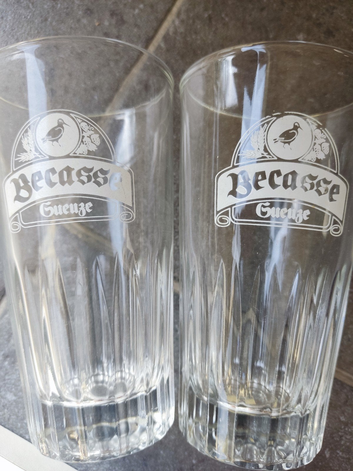 Verres à bière Becasse Gueuze (Set de 2), Collections, Enlèvement, Comme neuf, Verre à bière