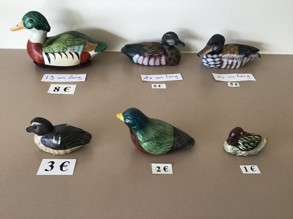 6 jolis petits canards (3 en bois), Collections, Collections Animaux, Envoi, Comme neuf