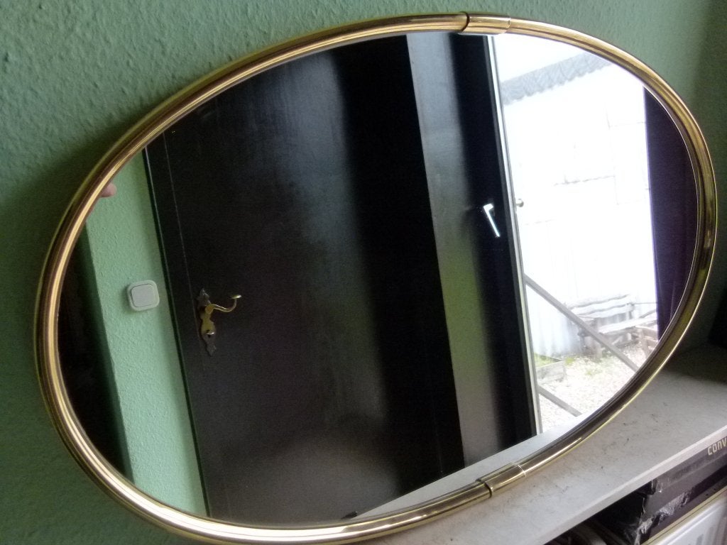 vintage spiegel ovaal gold rand 1977, Huis en Inrichting, Woonaccessoires | Spiegels, Ophalen, Zo goed als nieuw, 75 tot 100 cm