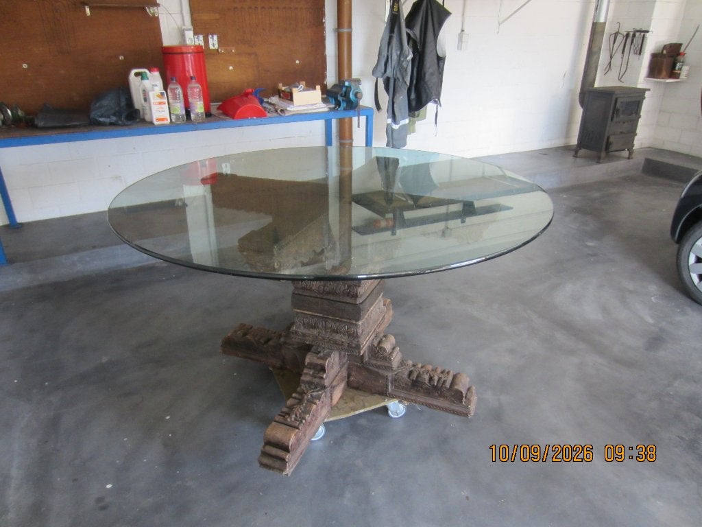 ronde tafel, Huis en Inrichting, Gebruikt, Rond, Overige houtsoorten, Vijf personen of meer