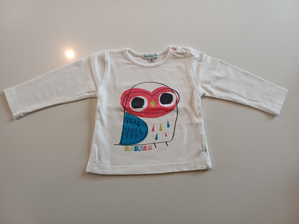 Longsleeve 'uiltje' maat 68 Blablabla, Bla bla bla, Gebruikt, Meisje, Ophalen of Verzenden