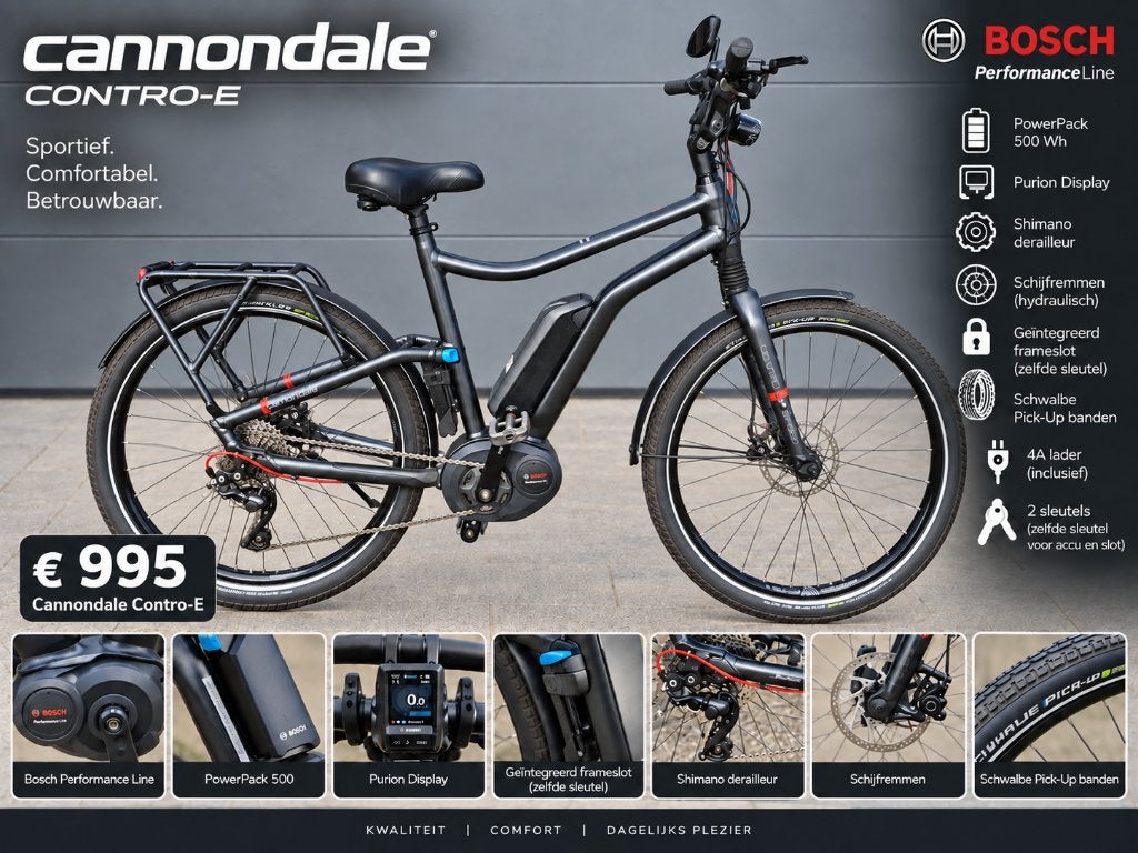 Cannondale Contro-E Bosch Performance 500Wh MT 57, Vélos & Vélomoteurs, 50 km par batterie ou plus, Comme neuf, Gazelle, Enlèvement