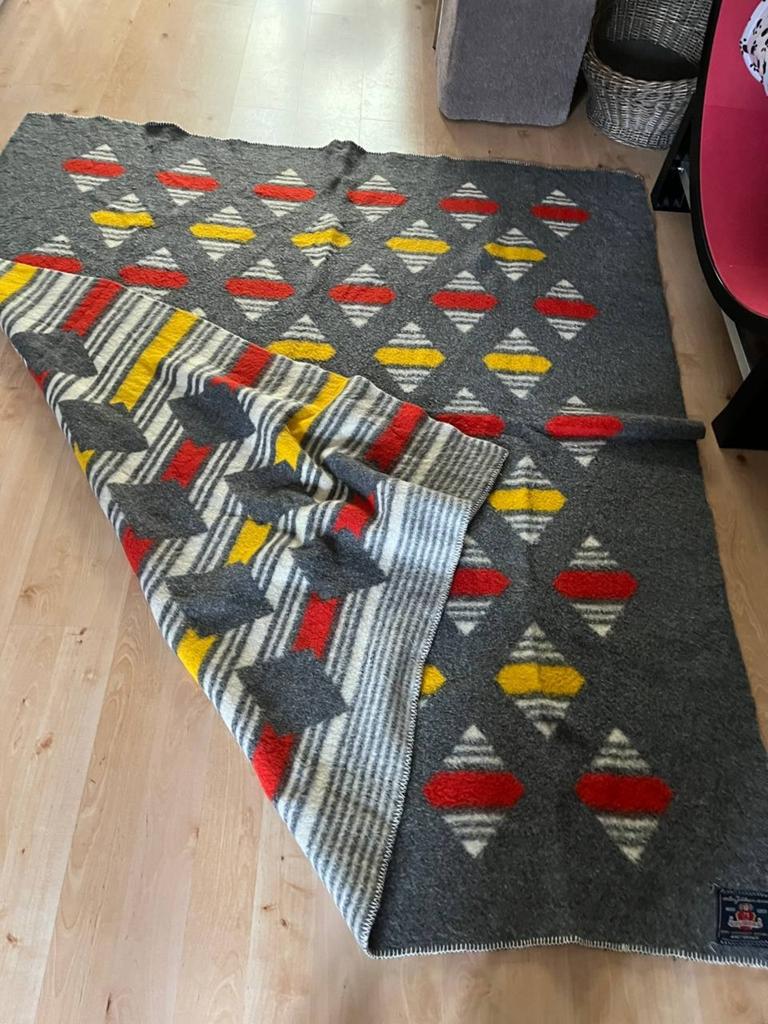 Woltering prachtige vintage 100% wol jubileum deken 200x200, Envoi