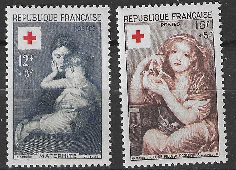 Frankrijk 1954 - Yvert 1006-1007 - Rode Kruis (PF), Verzenden, Postfris