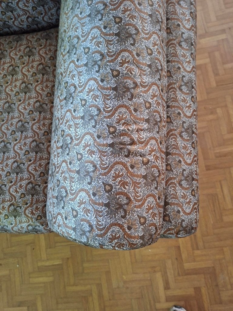Retro zetel met bloemmotief, Huis en Inrichting, Zetels | Zetels, Ophalen, Driepersoons, Zo goed als nieuw, Rechte bank