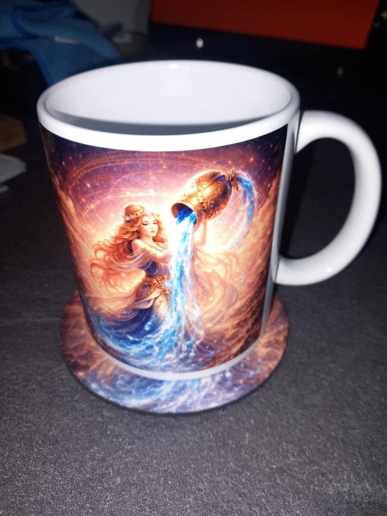 Ensemble Mug & Sous-Mug Signe Astrologique VERSEAU, Keramiek, Nieuw, Ophalen of Verzenden, Overige stijlen
