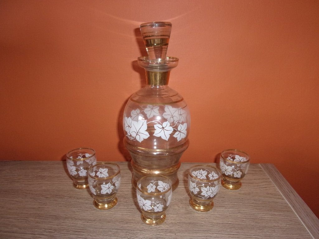 antiek likeurservies met vergulding, Antiek en Kunst, Ophalen of Verzenden