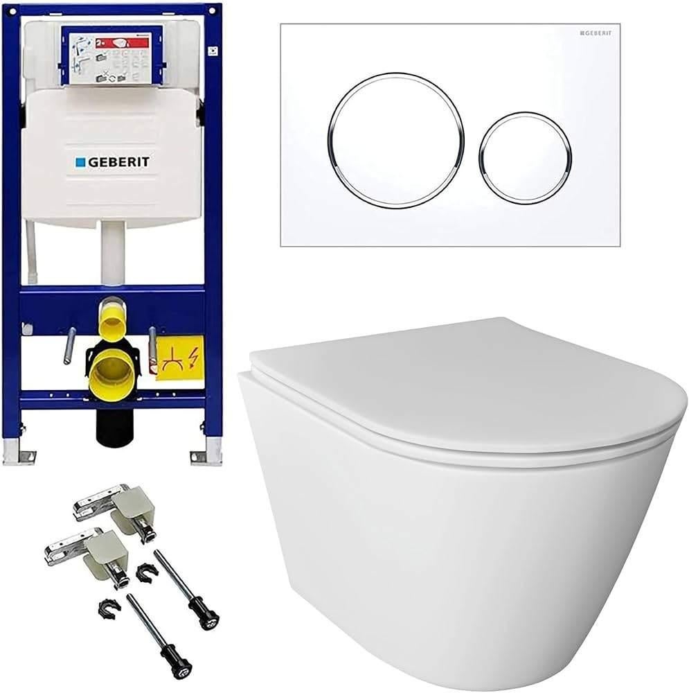 WC suspendu DESIGN + BATI GEBERIT UP 320 pack complet, Ophalen, Nieuw, Steen, Toilet