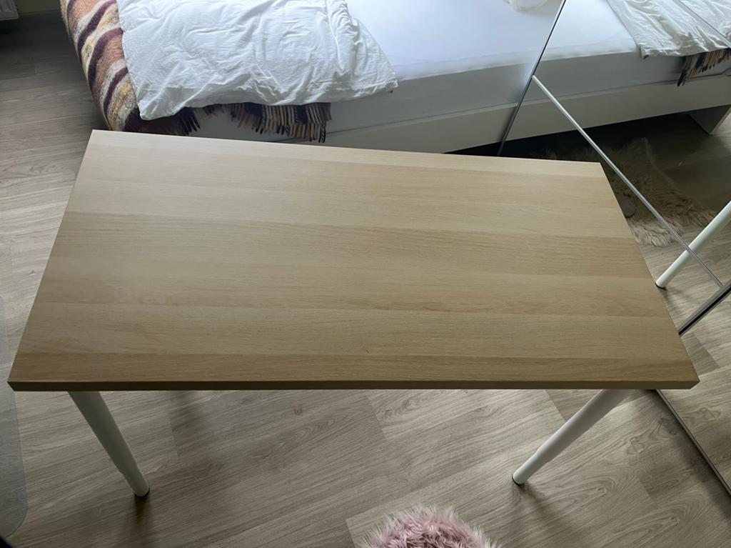 Bureau/tafel (120-60) met verstelbare poten, Ophalen, Zo goed als nieuw, IKEA, Wit