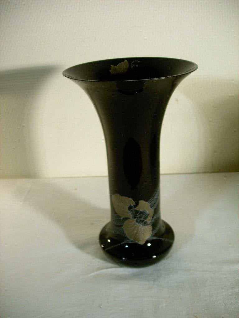 Vase en verre noir de Hutschenreuther, Verre, Utilisé, Noir, Enlèvement ou Envoi