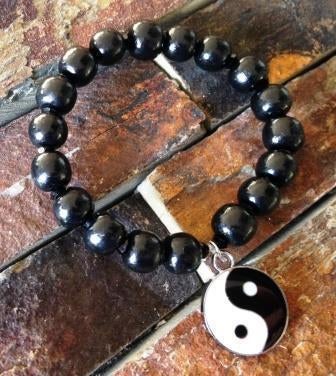 Yin Yang bedel aan armband, Handtassen en Accessoires, Armbanden, Ophalen of Verzenden, Nieuw, Wit, Elastiek