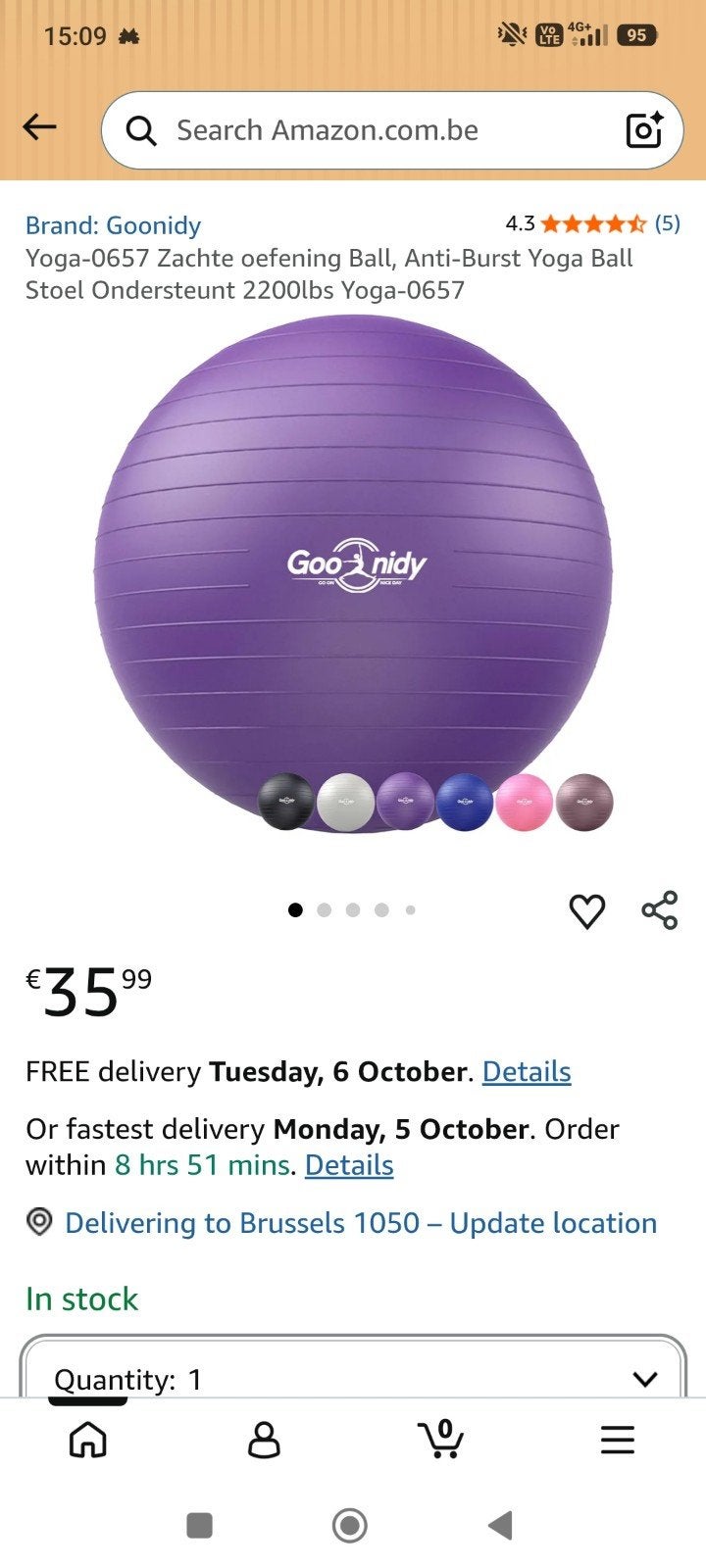 ballon de yoga, Sport en Fitness, Ophalen of Verzenden, Nieuw, Yoga-accessoire