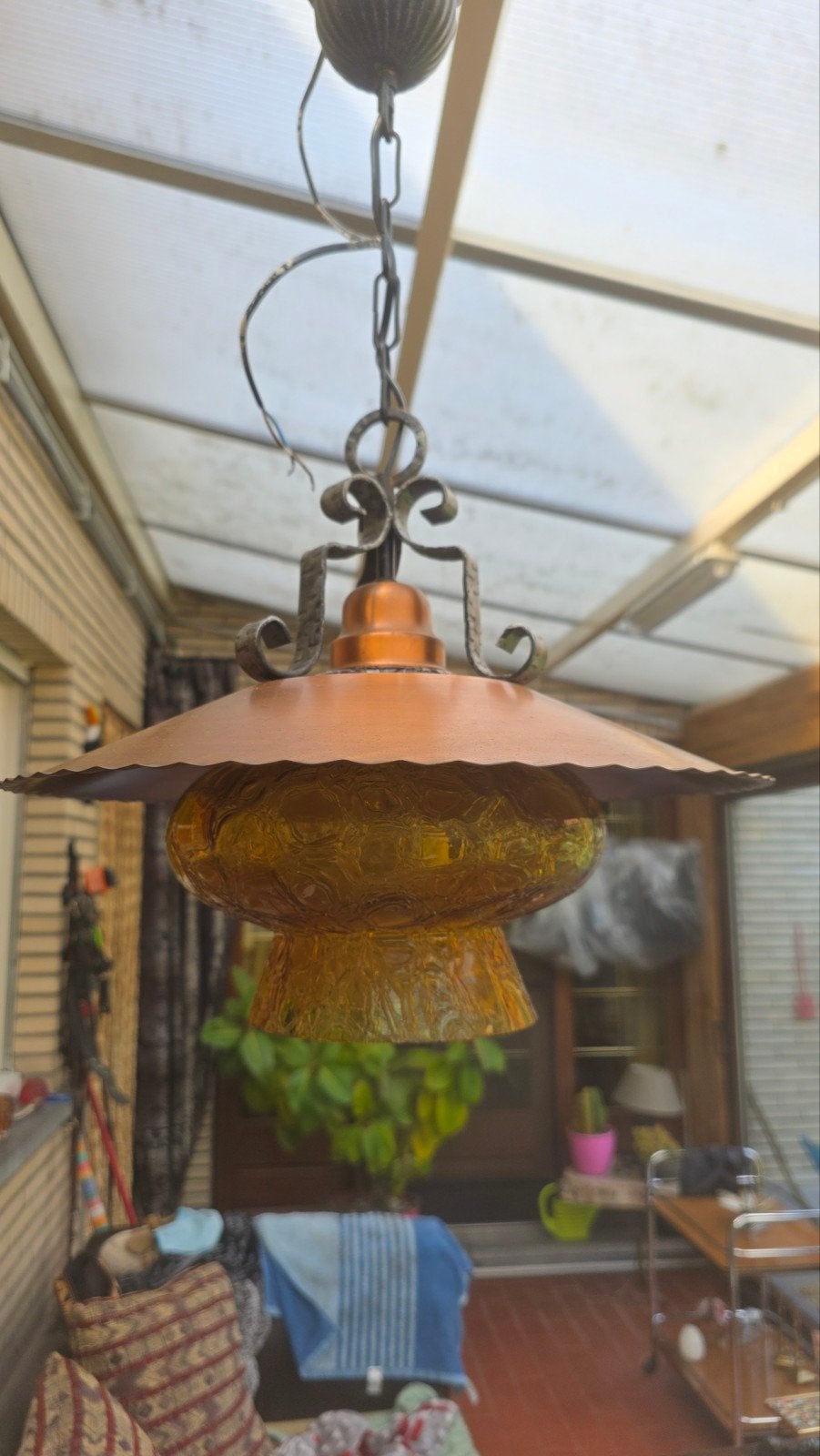 Retro luster glas en koper, Ophalen of Verzenden, Glas