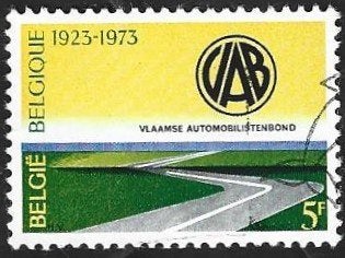 1 Postzegel België 1973 Vlaamse Automobilistenbond VAB, Oblitéré, Enlèvement ou Envoi, Voitures, Affranchi