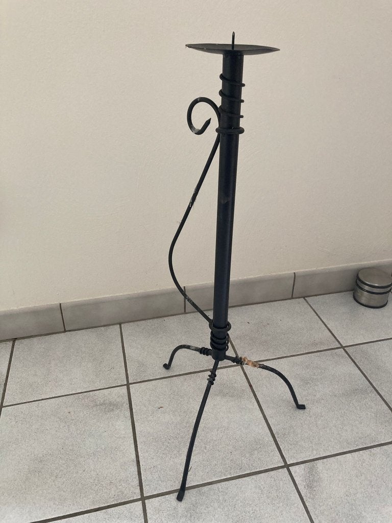 Staande kandelaar, smeedijzer, Gebruikt, Zwart, Ophalen of Verzenden, Overig