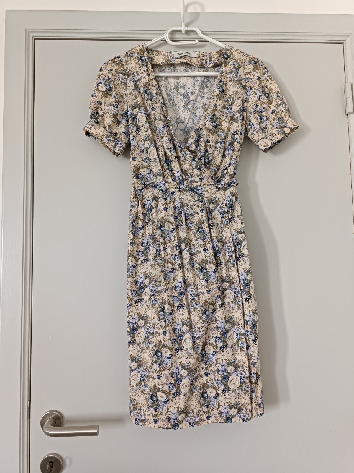 Robe portefeuille fleurie vintage, Enlèvement ou Envoi, Beige, Comme neuf, Taille 34 (XS) ou plus petite