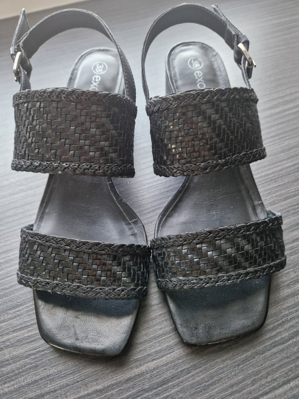lederen damessandalen, Zwart, Zo goed als nieuw, Sandalen of Muiltjes, Ophalen of Verzenden