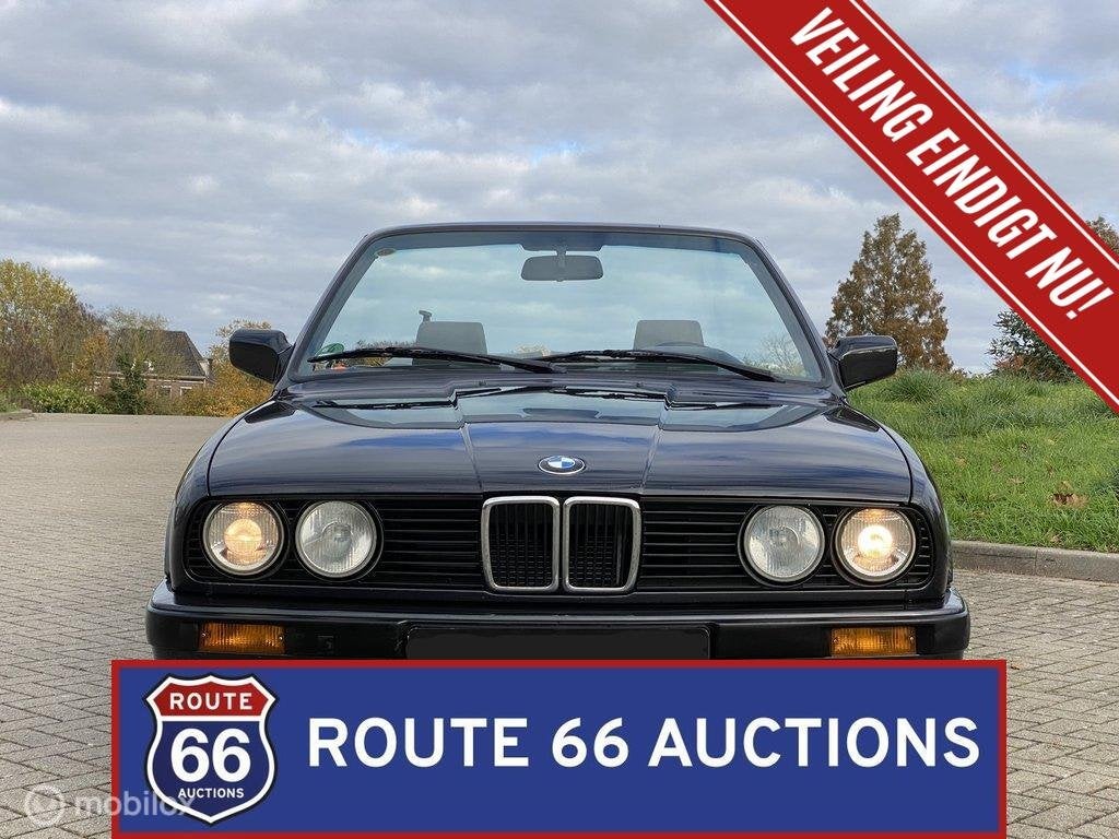 BMW 318i Cabriolet | 1991 | Route 66 Auctions, Auto's, Oldtimers, Zwart, Bedrijf, Handgeschakeld, Overige carrosserie