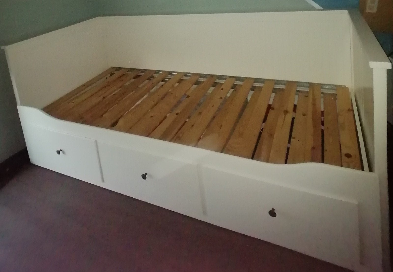 Lit banquette IKEA HEMNES blanc – 80x200 cm – Bon état, Maison & Meubles, 200 cm, Deux personnes, Enlèvement, 80 cm