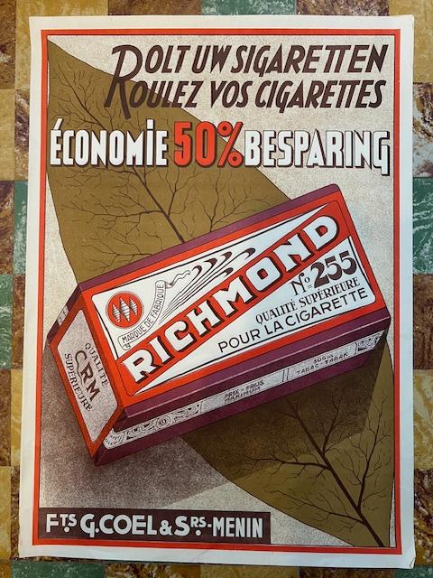 Oude affiche Tabak Richmond, Ets G Coels Menen, Ophalen