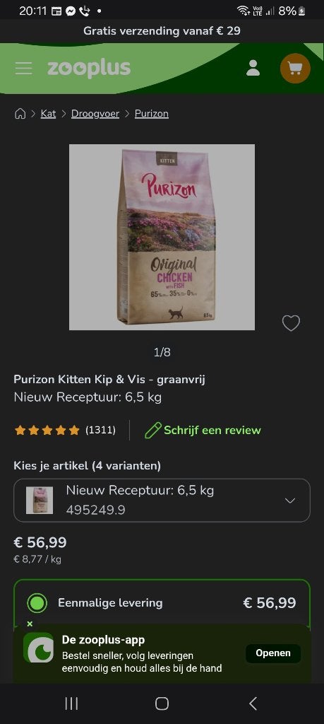 Kattenvoer Purizon, Enlèvement ou Envoi, Chat