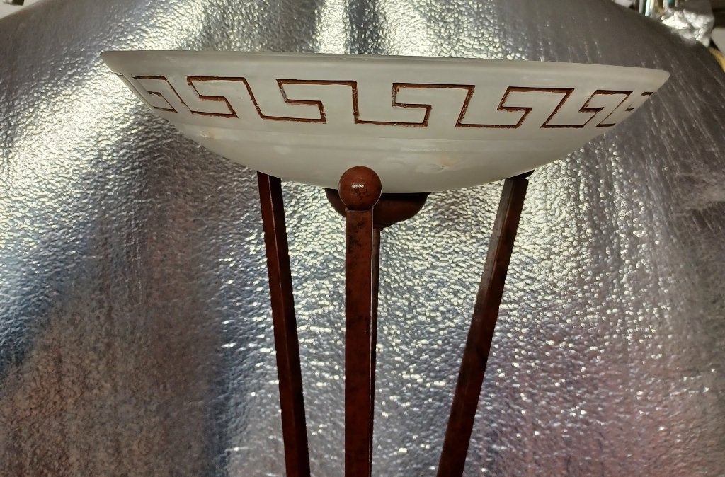 Lampadaire vintage sur pied + 4 appliques style grec - métal, Autres types, Enlèvement, Utilisé, Métal