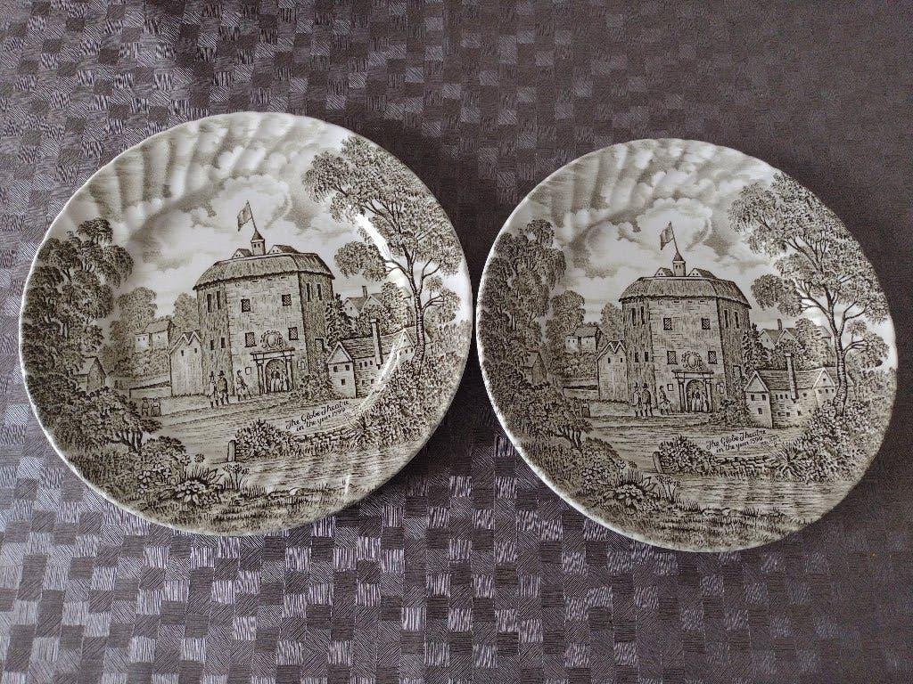 2 oude sierborden "The Globe Theatre in de year 1599", Antiek en Kunst, Ophalen