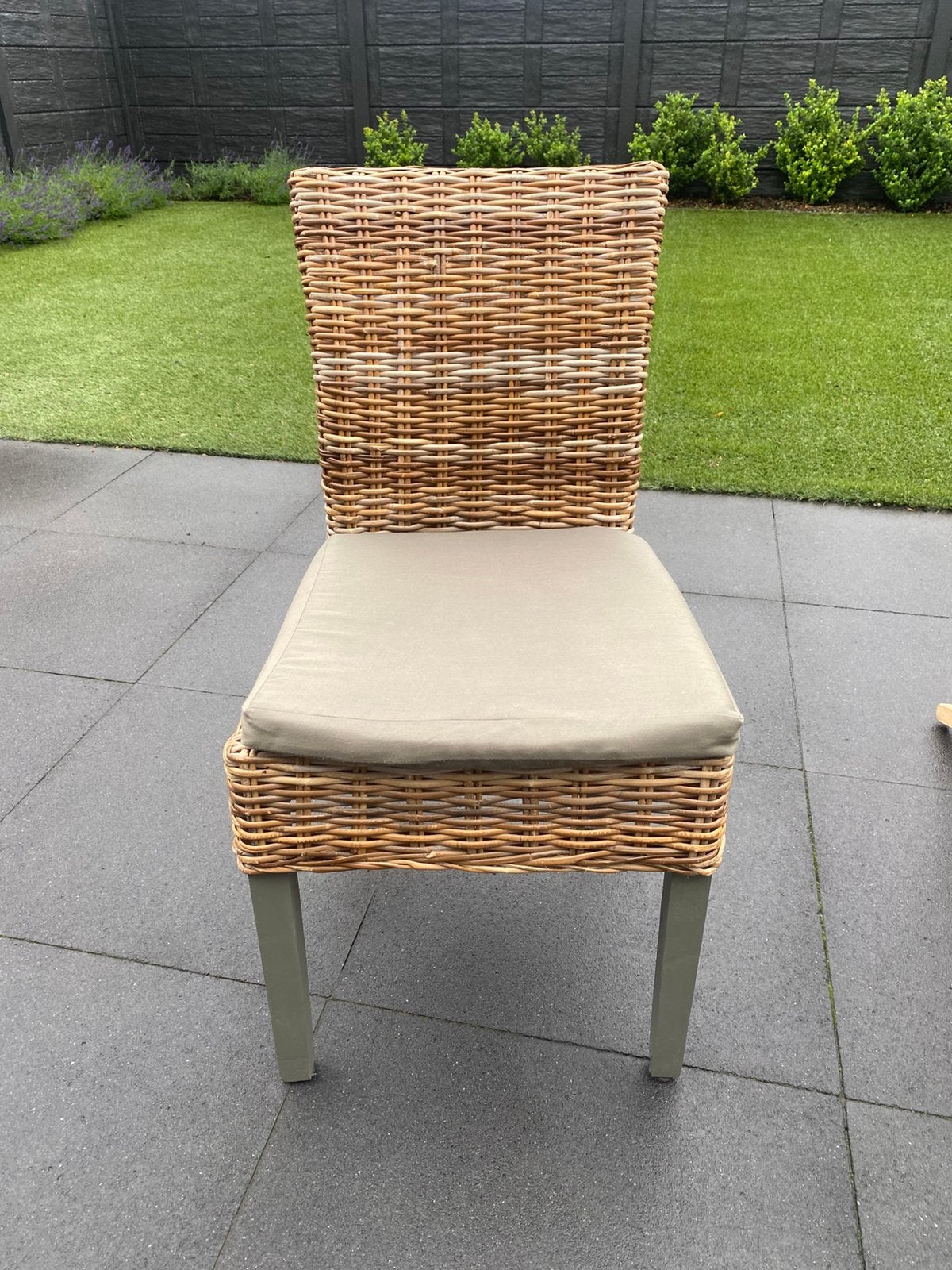 4 Rotan stoelen met kussentjes., Huis en Inrichting, Ophalen, Zo goed als nieuw