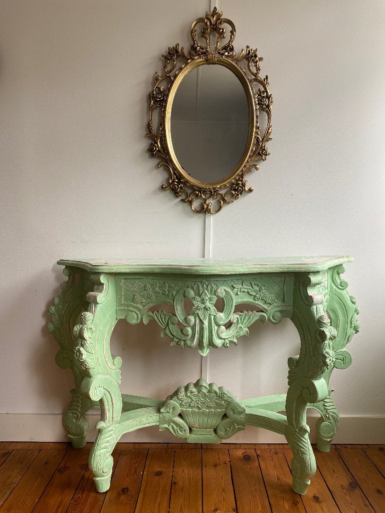 Console de style Louis XV vert pastel, Antiek en Kunst, Antiek | Meubels | Stoelen en Sofa's, Ophalen