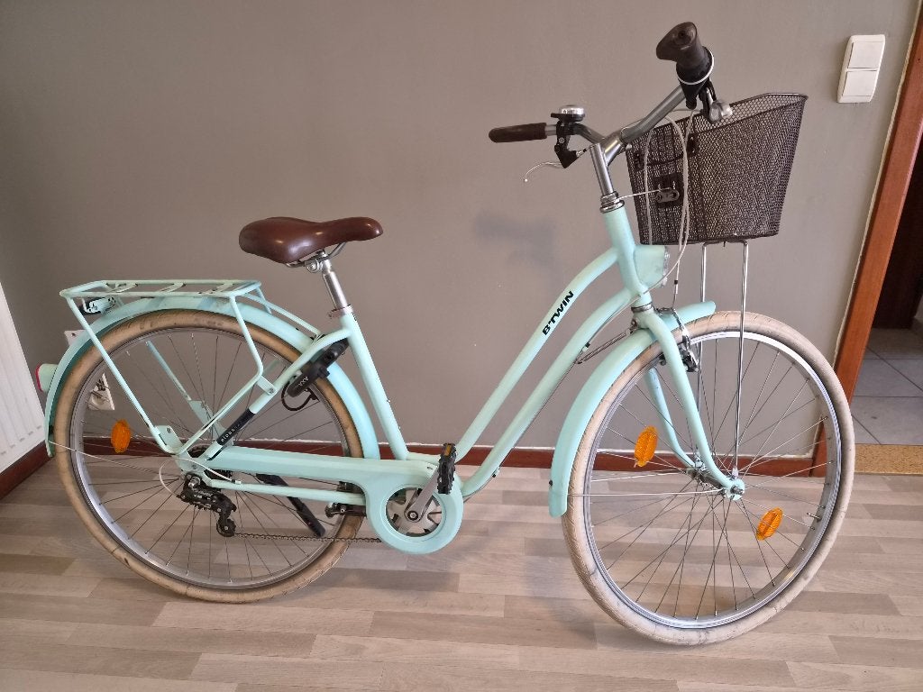 Decathlon Elops 520 stadsfiets S/M de kleur muntgroen., Fietsen en Brommers, Gebruikt, Velgrem, Versnellingen, 50 tot 53 cm