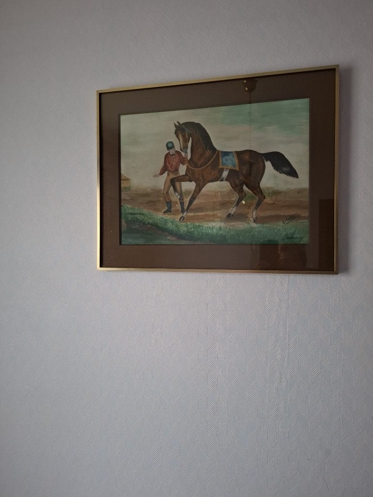 Schilderij paard met ruiter, Antiek en Kunst, Ophalen