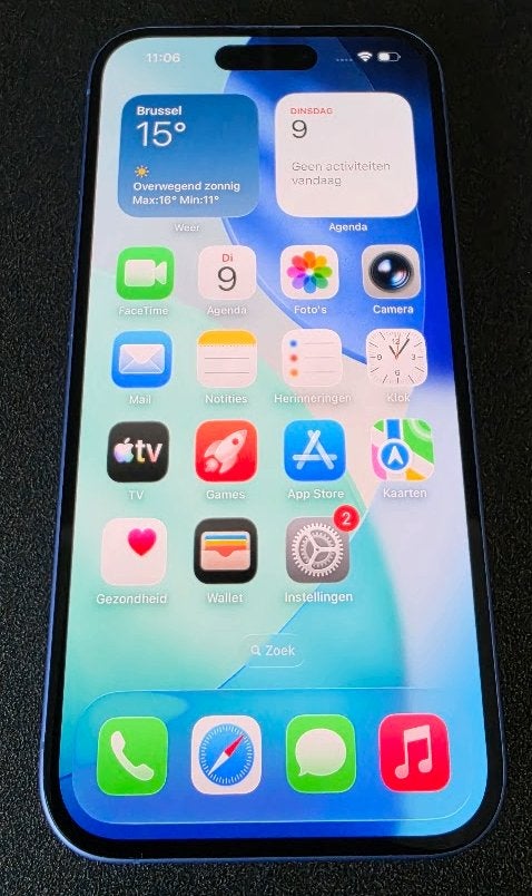 iPhone 16 - 128Gb, Blauw, perfecte staat, Telecommunicatie, Mobiele telefoons | Apple iPhone, Ophalen, Blauw, 94 %, IPhone 16
