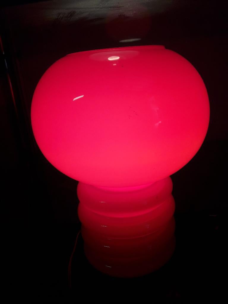 Lava Rode Space Age Tafellamp Van Herwig En Frank Sterckx, Huis en Inrichting, Ophalen, Zo goed als nieuw, Glas