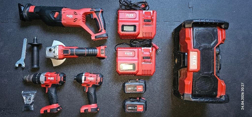 Appareils FLEX à 4 batteries et radio Bluetooth, Bricolage & Construction, Outillage | Outillage à main, Enlèvement, Neuf