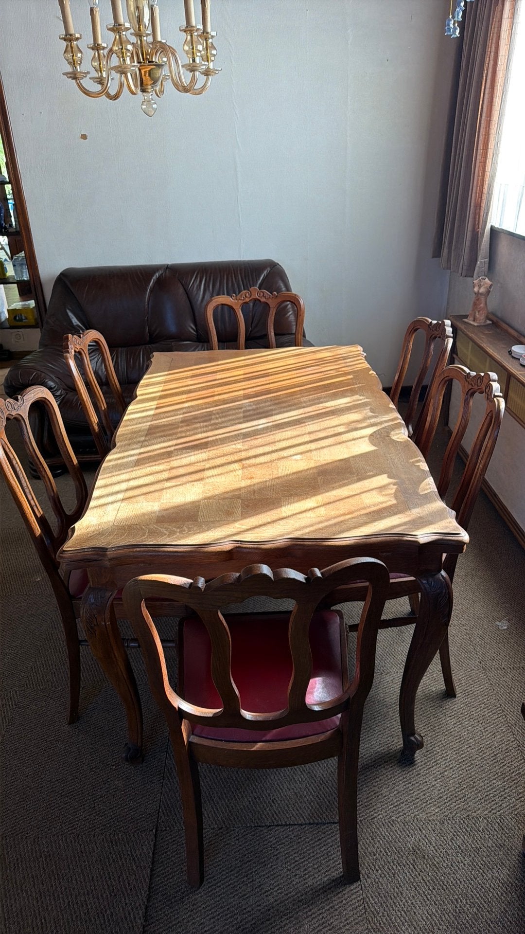 Diepenbeek - mooie antieke uitschuiftafel met 6 stoelen, Maison & Meubles, Enlèvement, Utilisé, Antiek, 6 à 8 chaises