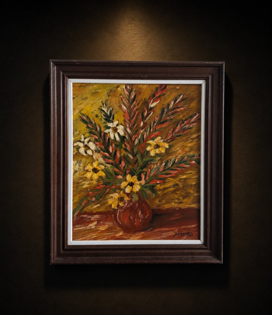 Fire Flowers, Antiek en Kunst, Kunst | Schilderijen | Klassiek, Bloemen, Doek, Ophalen of Verzenden, Olieverf
