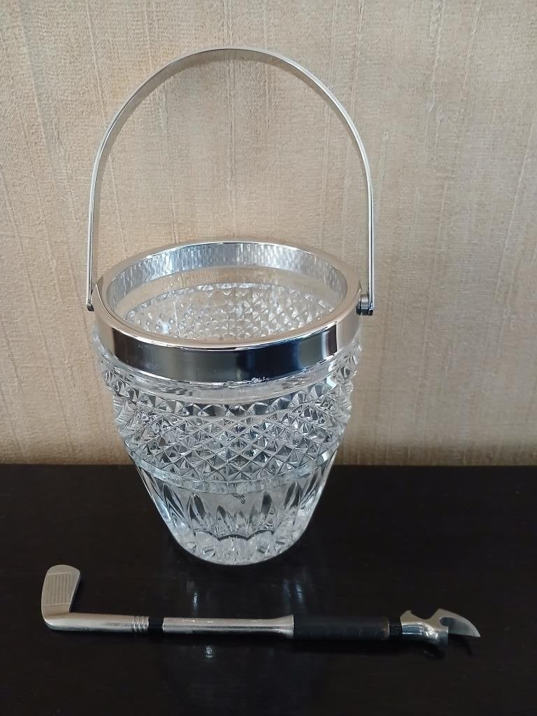 Glazen ijsemmer met roestvrijstalen handvat - VINTAGE, Ophalen