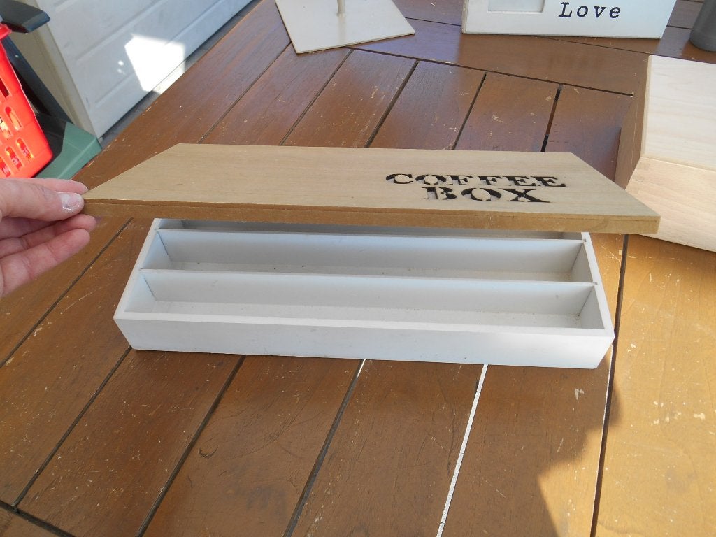 houten koffie box, Huis en Inrichting, Woonaccessoires | Lijsten, Ophalen of Verzenden, Zo goed als nieuw